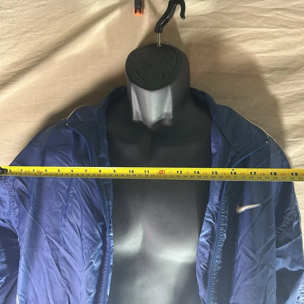 Vintage Nike Windbreaker Track Jacket‎ Blue Big Spellout Logo Youth Size M 8-10